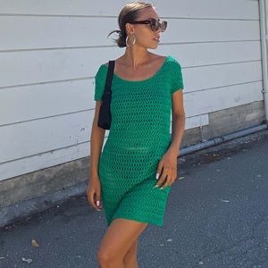 Riley Hubatka x Peppermayo - Glimpses Crochet Mini Dress - Green